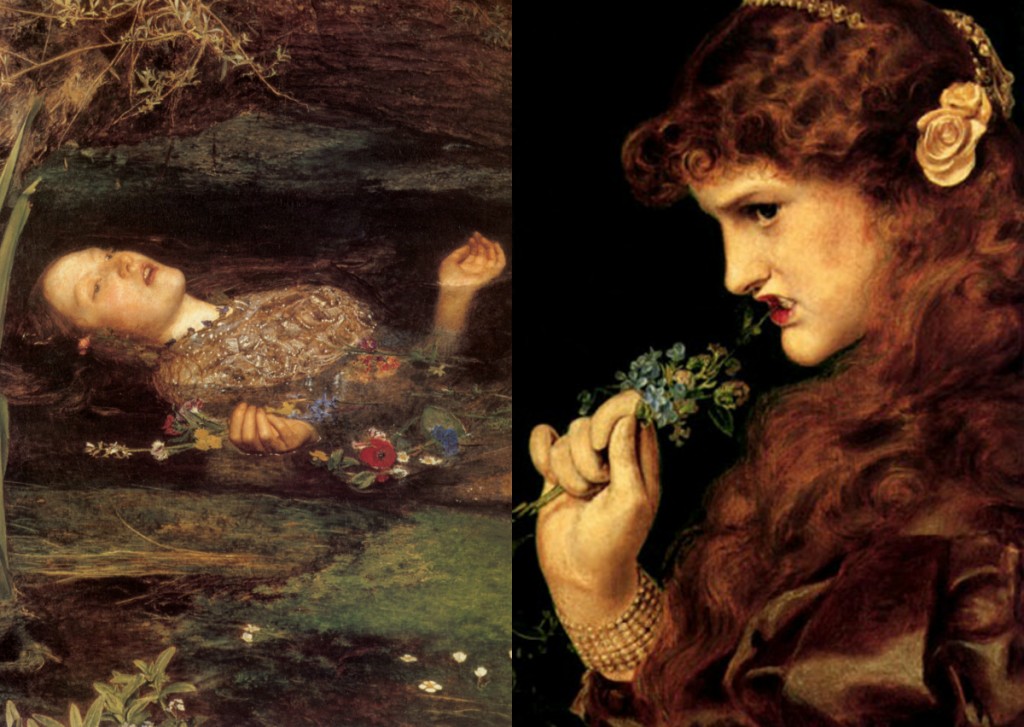 Ofelia de John E. Millais (1852) e Love Shadow de Anthony Frederick Augustus Sandys (1867)