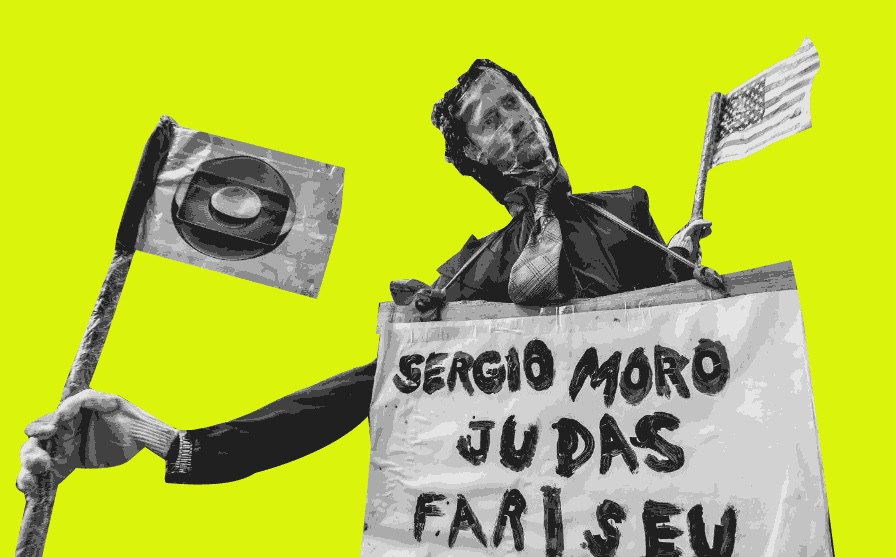 Boneco do juiz Sérgio Moro fantasiado de Judas Fariseu.