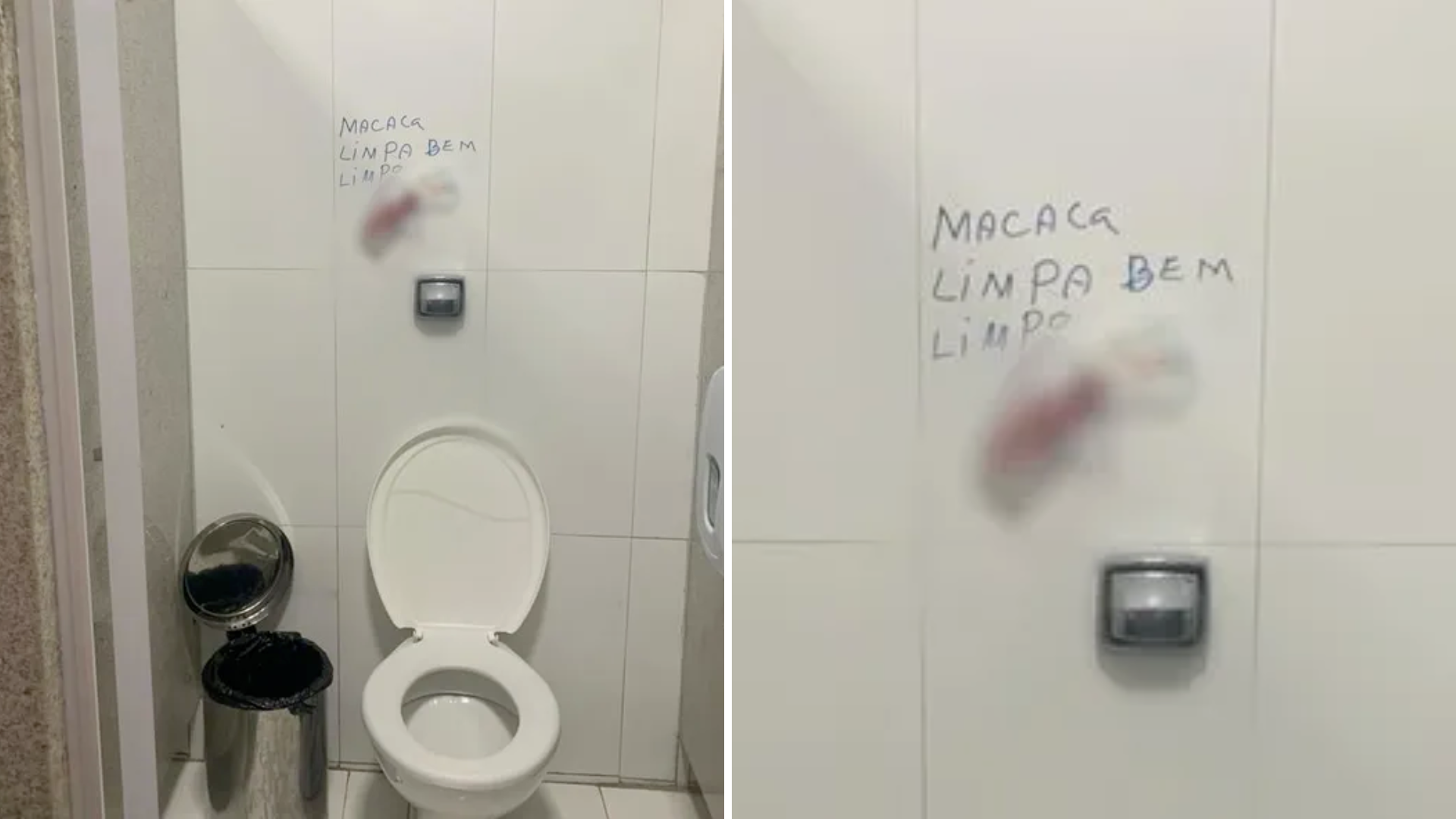 ‘Macaca, limpa bem limpo’ | Frase  racista é escrita ao lado de absorvente usado em banheiro na Universidade de Vassouras
