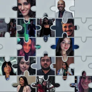 Imagem com design de Quebra-Cabeça contendo as imagens dos entrevistados que são Pessoas Autistas