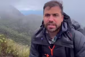 Candidato Pablo Marçal em apuros na montanha